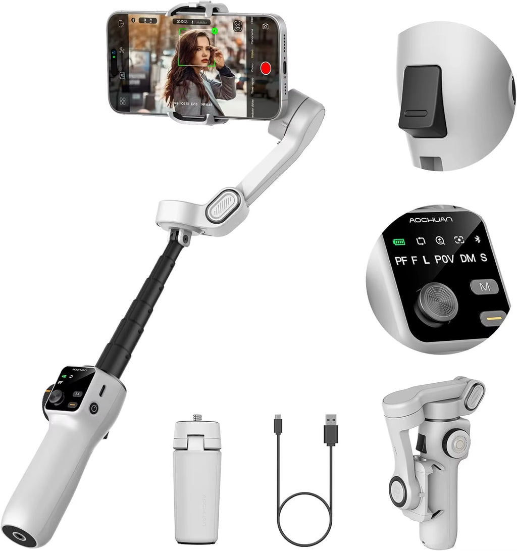 3-Axis Handheld Gimbal Phone Stabilizer with Extension Rod 8.0 anti Shake Face Tracking for Phone Outdoor Shooting Vlog