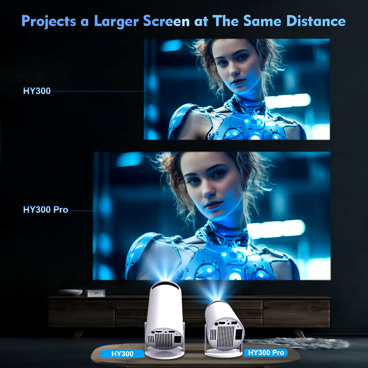 Projector HY300 PRO 8K Android 14 Dual Wifi6 290ANSI Allwinner H726 BT5.4 1080P 1280*720P Home Cinema Outdoor Projetor