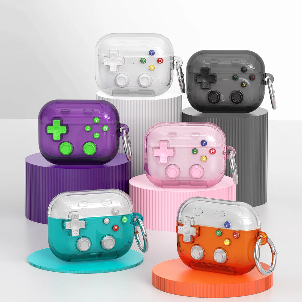 Hard Shell Game Console Design for Airpods Pro 3 2 1 Airpods 4 Case with Secure Lock Clip Protective Cover Headphone Accessories