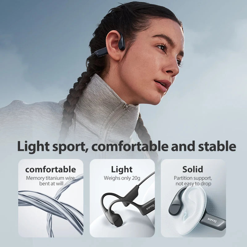 B22S Bone Conduction Earphone 16Hours Playtime IPX5 Waterproof Bluetooth5.3 Dynamic Spatial Sound Field Headphones