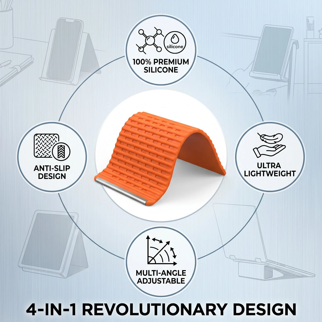 Creative Silicone Phone Stand - Flexible Foldable Transformable Desk Tablet Laptop Holder Travel Accessory
