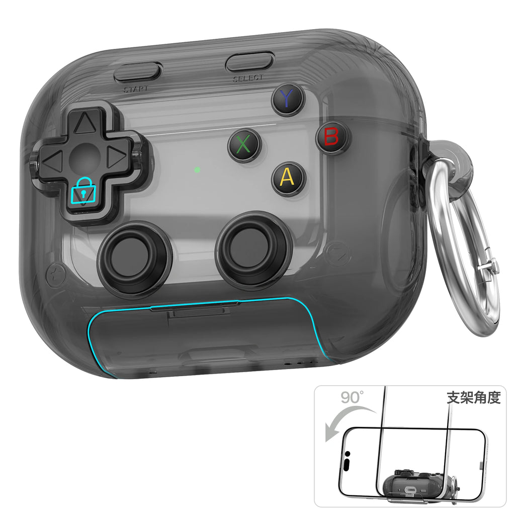 Hard Shell Game Console Design for Airpods Pro 3 2 1 Airpods 4 Case with Secure Lock Clip Protective Cover Headphone Accessories