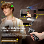 3-Axis Handheld Gimbal Phone Stabilizer with Extension Rod 8.0 anti Shake Face Tracking for Phone Outdoor Shooting Vlog