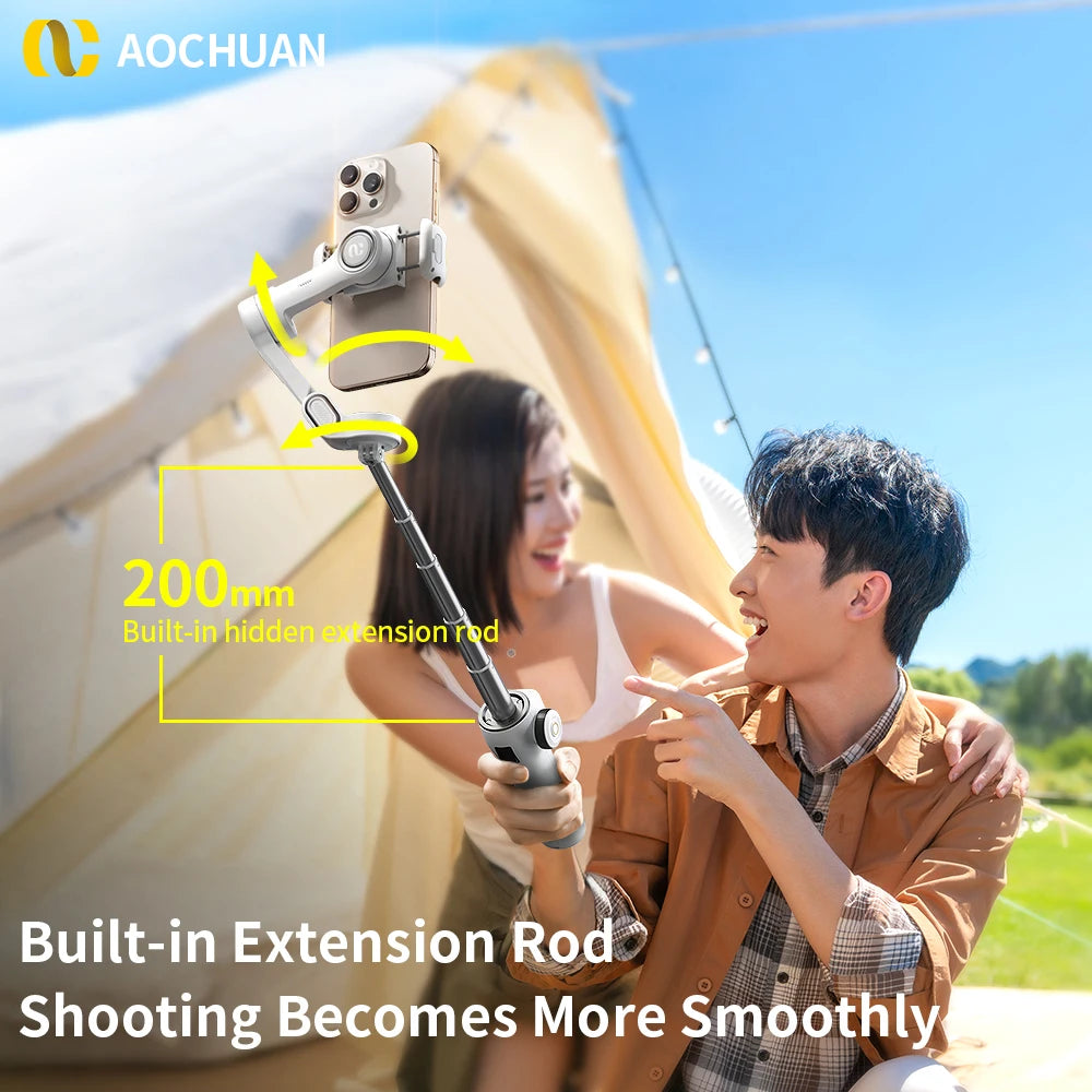 Handheld Gimbal Stabilizer 3-Axis Smart V8 for Phone with Extension Rod Tripod Face Tracking for Iphone Android Tiktok