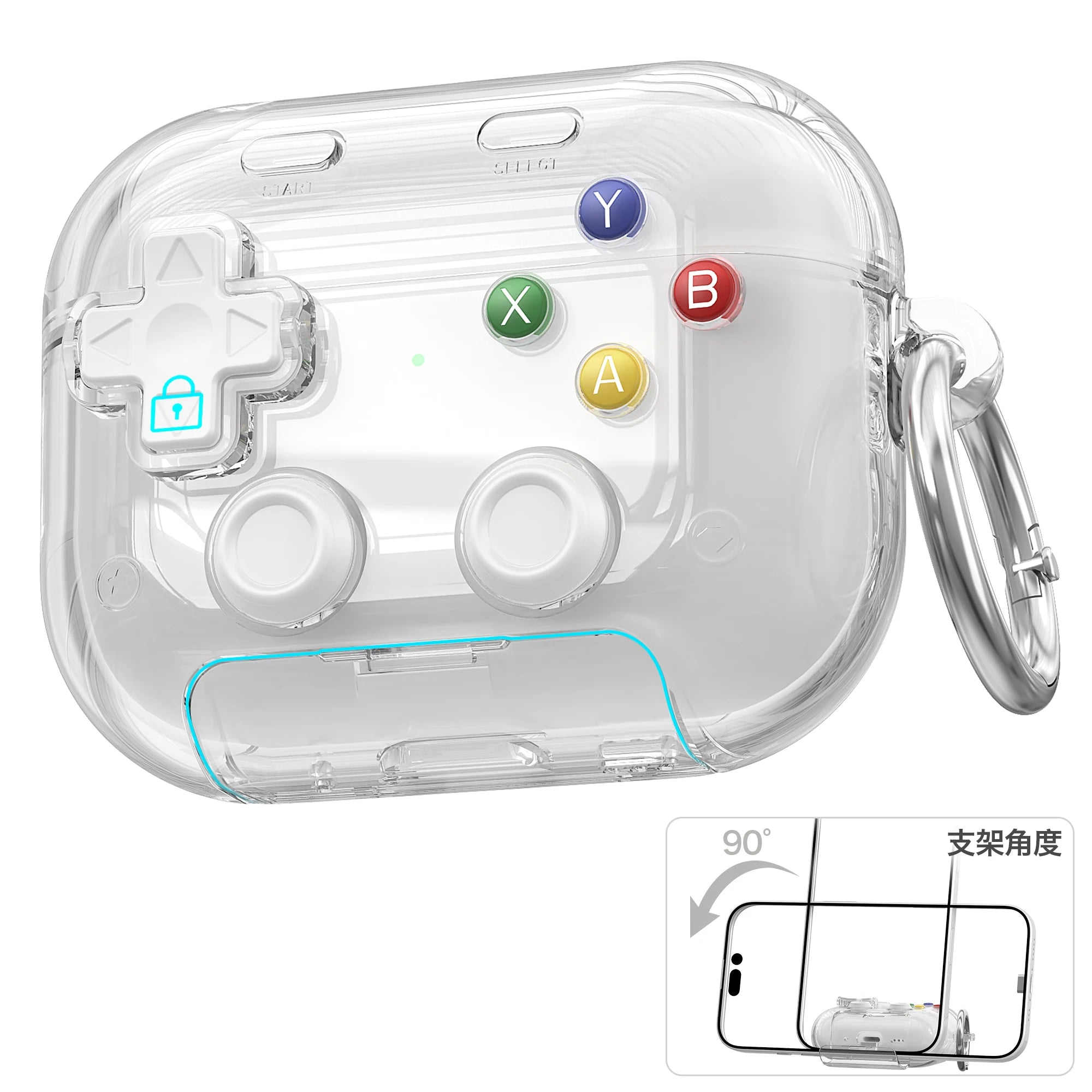 Hard Shell Game Console Design for Airpods Pro 3 2 1 Airpods 4 Case with Secure Lock Clip Protective Cover Headphone Accessories