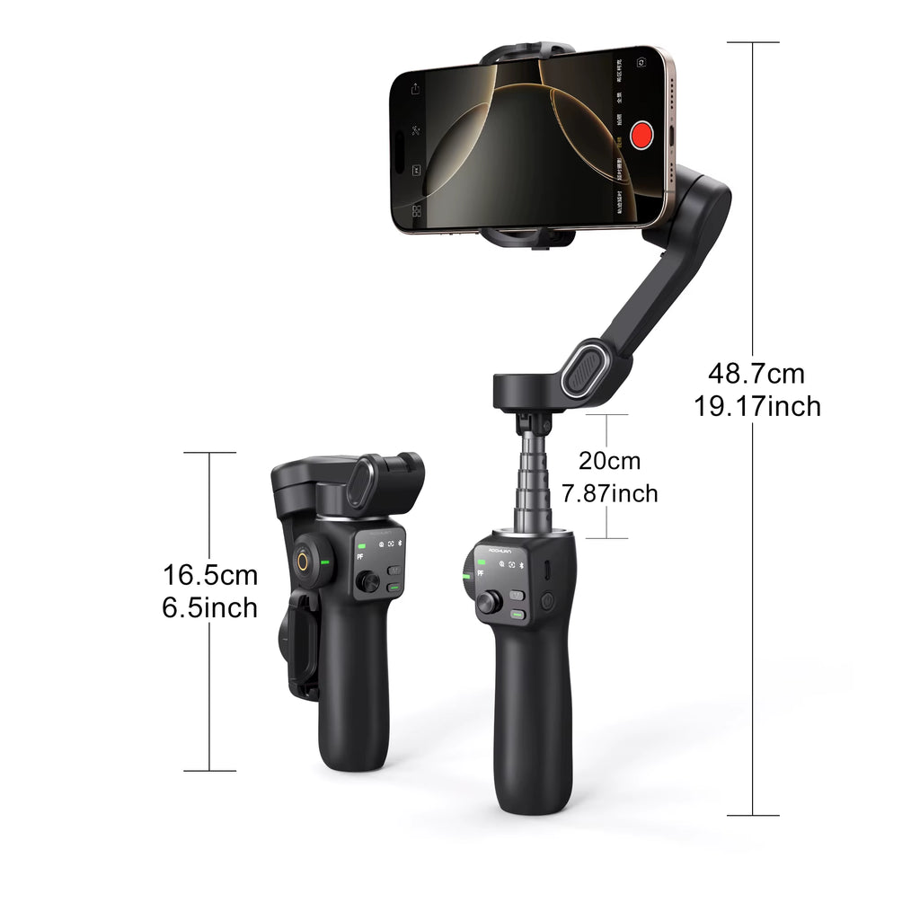 3-Axis Handheld Gimbal Phone Stabilizer with Extension Rod 8.0 anti Shake Face Tracking for Phone Outdoor Shooting Vlog
