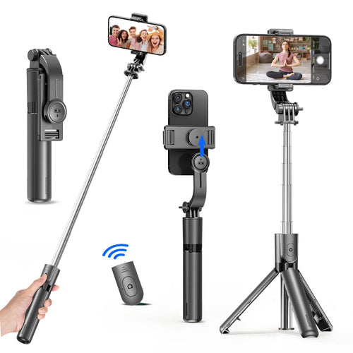 Selfie Stick Tripod with Detachable Bluetooth Remote, 360° Rotation,Extendable Pole, Fill Light Option, for Iphone Android Phone