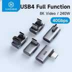 240W USB C to C Adapter 40Gbps 8K 60Hz 90 Degree Converter USB4 Adapter for Thunderbolt 4/3 Macbook Iphone 17 Pro Tablet